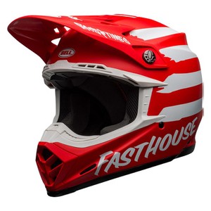 Casque Bell Moto-9 MIPS FAST HOUSE Matte Rouge/Blanc