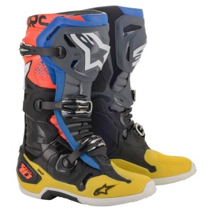 Bottes Alpinestars Tech 10 2021 Noir/Bleu/Jaune/Rouge