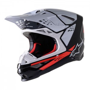 Casque Alpinestars Supertech S-M8 Factory Noir Blanc Rouge Fluo Brillant